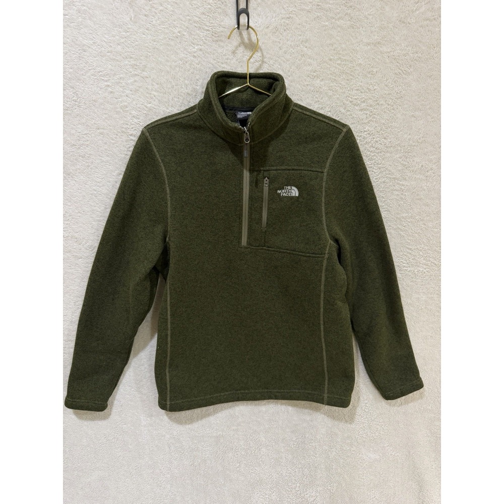 The North Face Pullover Mens Medium Green 1/4 Zip Long Sleeve Fleece Hiking Top